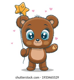 Cute little bear isolated on white background.