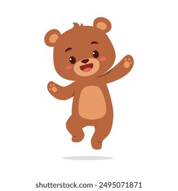 cute little bear jumping and feeling happy