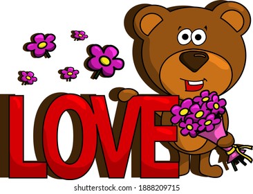 cute little bear with love