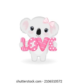 Cute Little Bear with love alphabet, Valentine's day concept