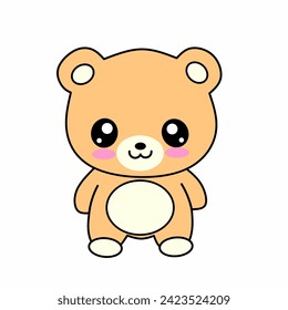 Cute little bear on kawaii style vector