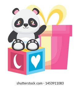 cute little bear panda baby character vector illustration design