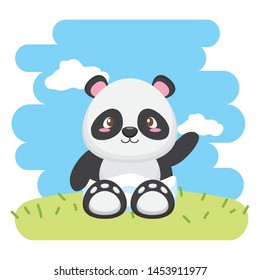 cute little bear panda baby character vector illustration design