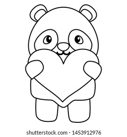 cute little bear panda with heart love vector illustration design