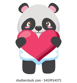 cute little bear panda with heart love vector illustration design