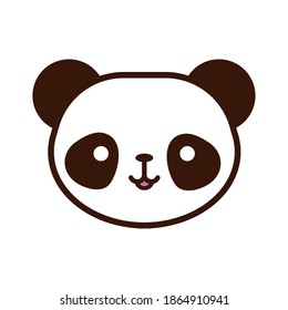 cute little bear panda kawaii animal line and fill style vector illustration design