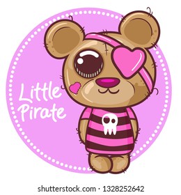 Cute little bear pirate vector