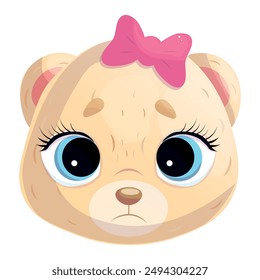 Pequeño oso lindo con emociones tristes. Ilustración vectorial aislada sobre fondo blanco