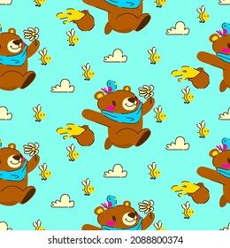 cute little bear, seamless pattern vector illustration