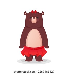 Cute little bear in a skirt