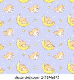 Cute little bear sleep baby seamless pattern