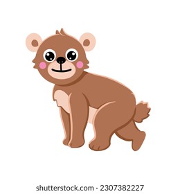 A cute little bear was smiling and crawled. Bear character vector cartoon illustration isolated on white background. Good for icons, mascots, logos, children's books