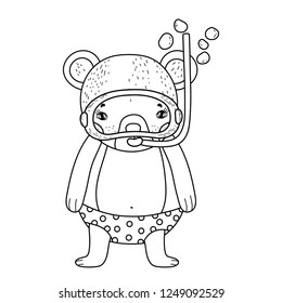 cute little bear with snorkel