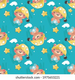 Cute little bear with stars for pattern