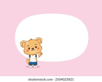 Cute little bear student cartoon characters, wearing student uniform in back to school. illustration vector premium.