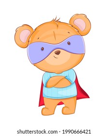 Cute little bear in superhero costume