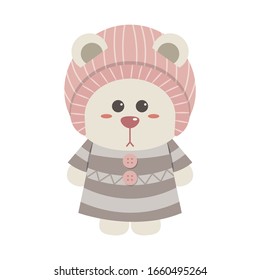 Cute little bear vector cartoon. Pastel teddy bear vector cartoon isolated on white background. 