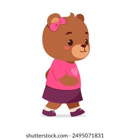 cute little bear walking and feeling happy