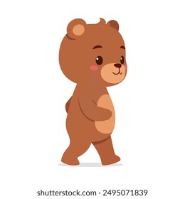 cute little bear walking and feeling happy