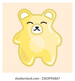 Cute little bear of Yellow color, marmalade bear. sweet juicy jelly figure. element for children s postcards or printing on fabric or Stylish Poster