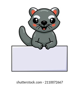 Cute little bearcat cartoon with blank sign
