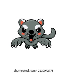 Cute little bearcat cartoon leaping