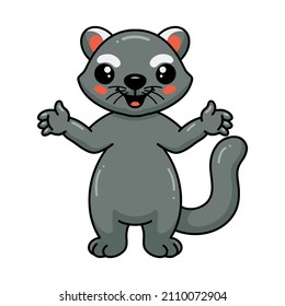 Cute little bearcat cartoon raising hands