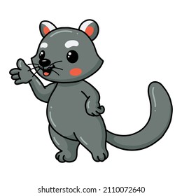 Cute little bearcat cartoon waving hand