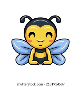 Cute little bee cartoon laying down