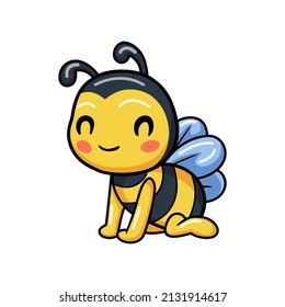 Cute little bee cartoon sitting