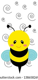 Cute little bee cartoon vector illustration .