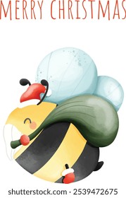 cute little bee christmas, merry christmas.