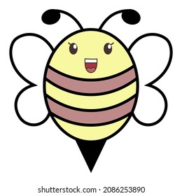 Cute little bee happy funny cheerful eye logo icon design symbol vector illustration