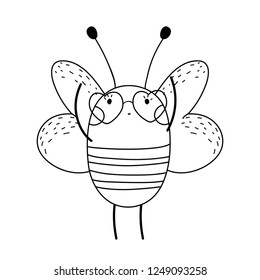 cute little bee with heart sunglasses