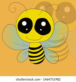 Cute little bee illustration with big eyes