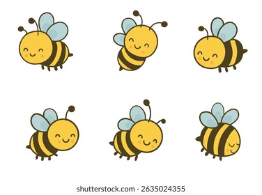 
Cute little bee image, kawaii style, separate vector file