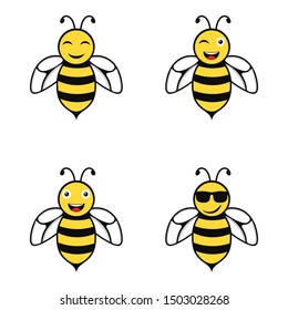 Cute little bee isolated on white background illustration. Cartoon cute bee mascot series. Cartoon cute bee pointing. 