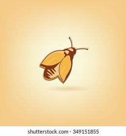 Cute little bee isolated on peach background illustration