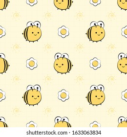 Cute little bee. seamless pattern. vector, illustration