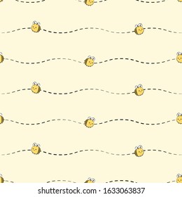 Cute little bee. seamless pattern. vector, illustration