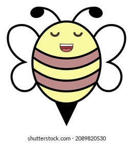 Cute little bee sleep relaxed tired eye logo icon design symbol vector illustration