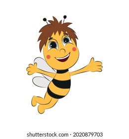 Cute little bee with a smile and big eyes