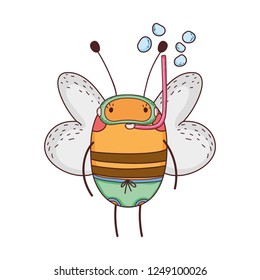 cute little bee with snorkel
