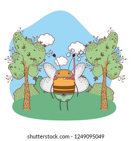 cute little bee with snorkel in the camp