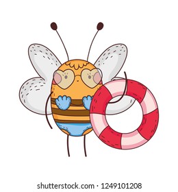 cute little bee with swimsuit and float