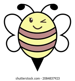 Cute little bee wink one eye logo icon design symbol vector illustration