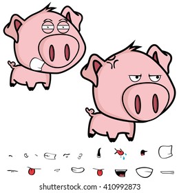 cute little big head pig cartoon set in vector format very easy to edit