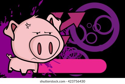 cute little big head pig cartoon background in vector format very easy to edit