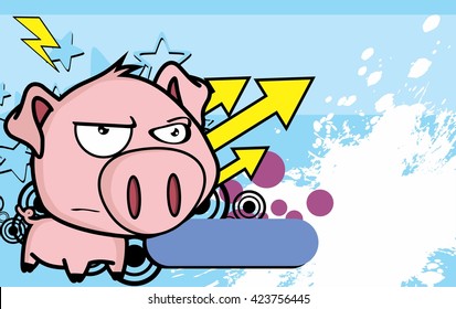 cute little big head pig cartoon background in vector format very easy to edit