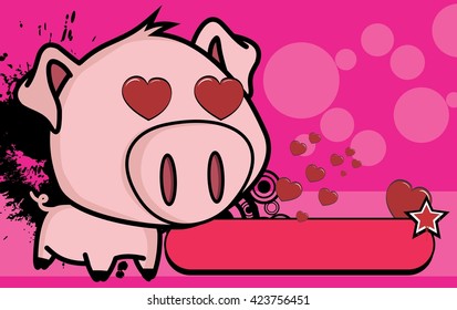 cute little big head pig cartoon background in vector format very easy to edit